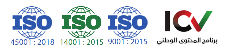 ISO 45001:2018, ISO 14001:2015, ISO 9001:2015 and ICV certifications